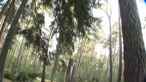 Fucking in woods with her masked friend