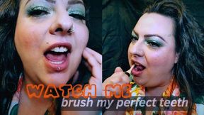 Fantasy Goddess Malory Teases Her Perfect Teeth: Slow, Sensual Brushing, tongue scraping & flossing for Your Oral Obsession