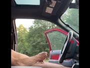 Guy in van in public park watching me play with my cock