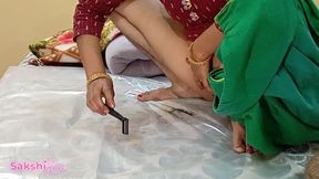 Pussy Shaving Video Desi Maid in Boss Room with Caught Owner Stepson Hindi Dirty Talk