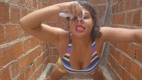 Pignose, nose blowing and sneezing at the construction