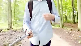 Skinny Sissy Strips and Cruises in Forest in Nylon Fetish