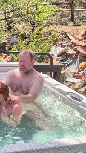 Multiple Underwater Creampies Oral & Pussy - Outdoor Hot Tub Sex with Curvy Redhead Wife Amateur