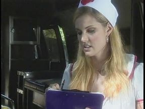 Hot blonde nurse gets wild fuck with a patient in the back of a van