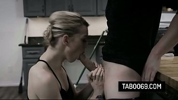 Hot blonde housemaid Anny Aurora gets a sloppy blowjob and banged doggystyle