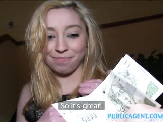 PublicAgent Virginal teen bows over for money