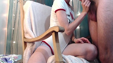 Handjob for Daddy Covers My Titties in Cum