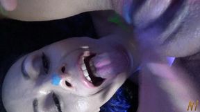 home party with dildo - lola shine and stacy bloom lesbian fun.