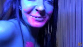 home party with dildo - lola shine and stacy bloom lesbian fun.