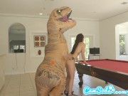 teen latina step sister chased by lesbian loving TREX on a hoverboard then fucked