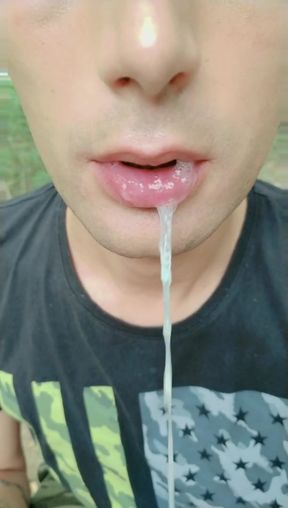 Two Times Cum Spitting by Random Guys - Huge Thick Loads Leaking