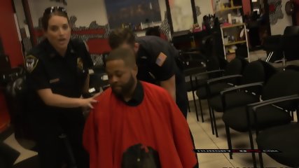 Get a haircut at the barbershop where these TWO Horny MILFs get Fucked by Black Dicks in Doggystyle