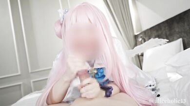 VTuber cosplay gushes fleshlight mouth with juicy domination