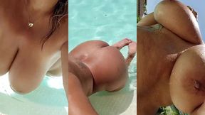 petite journee a la piscine nu comme un vers viens matter mes gros seins