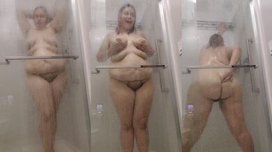 Milf shower fever grips her fat ass as hairy pussy quivers alone