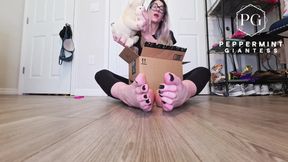 67 Tall Giantess Barefoot Plushie Crush: Size 16 Toes Tear Open &amp; Empty Fluff