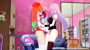 Kiara and Calliope get intimate in a Hentai lesbo session