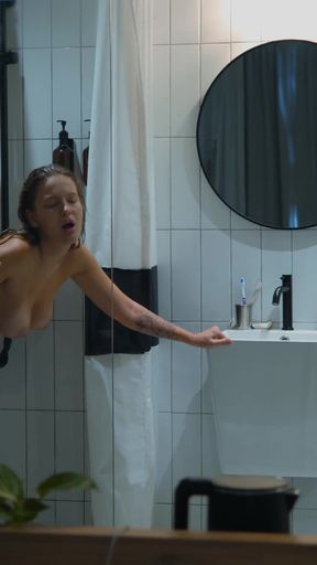 Shower together. It's easier to clean face from cum   Clip 2