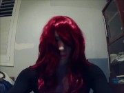 Tight Playmate Pt5! Female masked redhead i show you my butt in my tight white yoga pants!