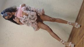 Sissy Bimbo Boytoy Acting Like a Girl in His Sexy Pink Dress