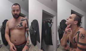 destroyed neckbeard shaving tutorial dante drackis thick hairy gay inked solo