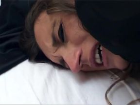 Sexy woman roughly fucked by a masked man in her bedroom