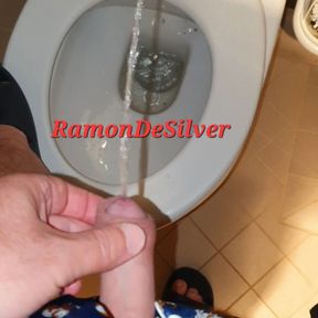 Master Ramon pisses all over the toilet in hot satin shorts, nasty and mean!