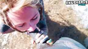 Outdoor Beach POV Blowjob - Sloppy by the Waves