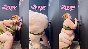SSBBW Julie Ginger Milks A BBC at Glory Hole And Gets Facial