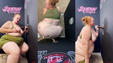 SSBBW Julie Ginger Milks A BBC at Glory Hole And Gets Facial