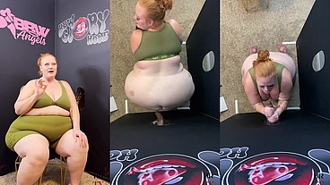 SSBBW Julie Ginger Milks A BBC at Glory Hole And Gets Facial