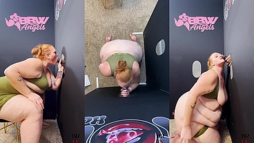 SSBBW Julie Ginger Milks A BBC at Glory Hole And Gets Facial