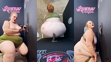 SSBBW Julie Ginger Milks A BBC at Glory Hole And Gets Facial
