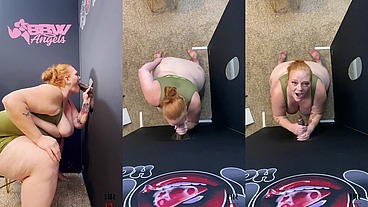 SSBBW Julie Ginger Milks A BBC at Glory Hole And Gets Facial