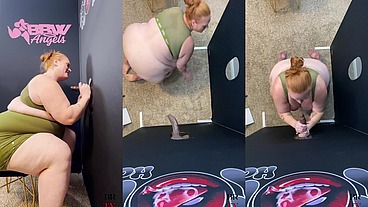 SSBBW Julie Ginger Milks A BBC at Glory Hole And Gets Facial