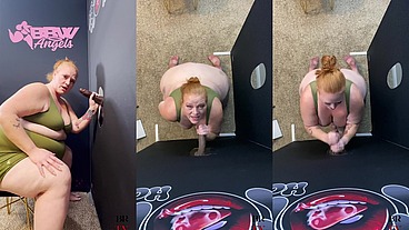 SSBBW Julie Ginger Milks A BBC at Glory Hole And Gets Facial