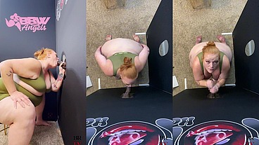 SSBBW Julie Ginger Milks A BBC at Glory Hole And Gets Facial