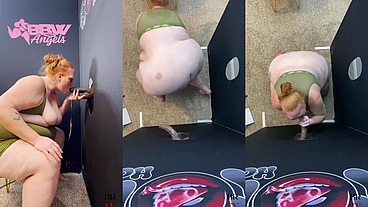 SSBBW Julie Ginger Milks A BBC at Glory Hole And Gets Facial