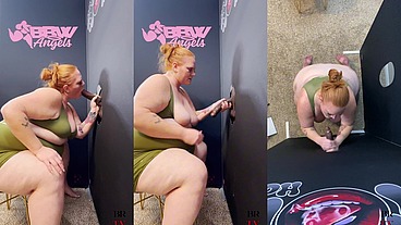 SSBBW Julie Ginger Milks A BBC at Glory Hole And Gets Facial