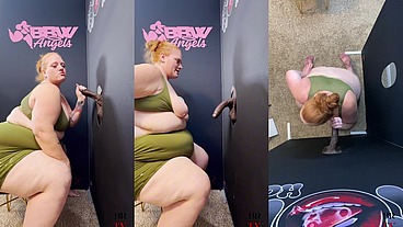 SSBBW Julie Ginger Milks A BBC at Glory Hole And Gets Facial