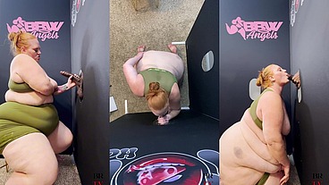 SSBBW Julie Ginger Milks A BBC at Glory Hole And Gets Facial