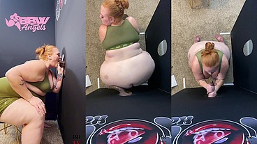SSBBW Julie Ginger Milks A BBC at Glory Hole And Gets Facial