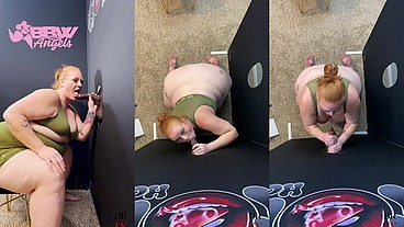 SSBBW Julie Ginger Milks A BBC at Glory Hole And Gets Facial