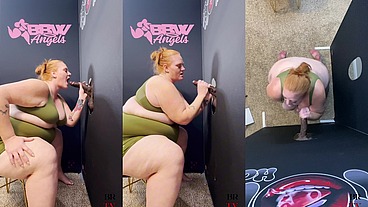 SSBBW Julie Ginger Milks A BBC at Glory Hole And Gets Facial