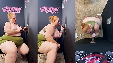 SSBBW Julie Ginger Milks A BBC at Glory Hole And Gets Facial