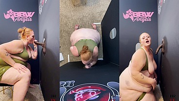 SSBBW Julie Ginger Milks A BBC at Glory Hole And Gets Facial