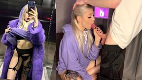 Elevator gets turned into a busty sex booth