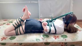 CWS023 BONDAGE STRETCHING BAREFOOT HOGTIE BALLGAGGED HUMILIATION STRUGGLING DOMINATION