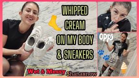 WET MESSY TOE SUCKING BLACK STOCKINGS WHIPPED CREAM SHOWER