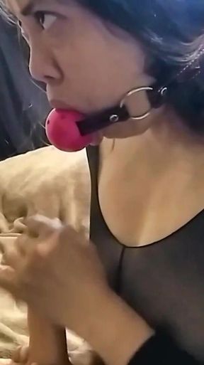 Hot Fit Asian Jasmine Jade Ball Gagged Begging and JOE - Jerk off Encouragement